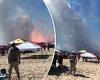 Wild moment beachgoers flee as Fourth of July fireworks are accidentally set ...