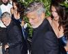 George Clooney whisks his ultra-glamorous wife Amal Clooney out of Il Gatto Nero