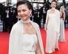 Maggie Gyllenhaal dazzles in a sleek champagne gown at Cannes Film Festival