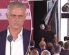 sport news Jose Mourinho interrupts his Roma unveiling to TEAR DOWN a broken window panel