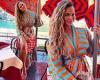 Chrissy Teigen poses in a vibrant striped robe on family holiday in Italy amid ...