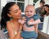 London Goheen dotes on her son as he turns four months old