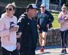 Karl Stefanovic struts his stuff in a pair of short shorts   with wife Jasmine ...