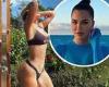 Khloe Kardashian shares her svelte figure in a black bikini as she takes a ...