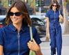 Kaia Gerber serves 70s nostalgia in a denim jumpsuit to grab dinner with ...