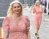 Denise Van Outen embraces the summer weather in a red and white gingham dress
