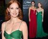 Jessica Chastain channels vintage Hollywood glamour in a floor-length emerald ...
