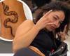 Vanessa Hudgens tattooed with an image of a snake on her ankle