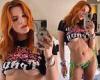 Bella Thorne leaves little to the imagination in a cut-off crop top and bikini ...