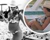 The Hills star Kaitlynn Carter shows off her baby bump while in a bikini