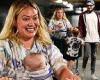 Hilary Duff looks casual chic in a tie-dye sweatshirt as she stops by the ...