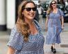 Kelly Brook looks effortlessly stylish in a gingham maxi dress