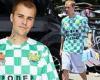 Justin Bieber sports a green-and-white checkered jersey on a cannabis ...