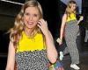 Pregnant Rachel Riley catches the eye in a vibrant yellow top and ditsy print ...