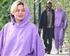 The Crown star Emma Corrin steps out in a purple tracksuit as she holds hands ...