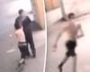 Horrific moment attacker throws scalding liquid over a stranger's back causing ...