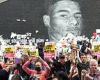 Protesters gather at mural of Marcus Rashford in Manchester for anti-racism ...