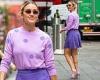 Ashley Roberts puts on a leggy display in purple ensemble