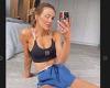 Bec Judd shows off her phenomenal abs and ample cleavage in a crop top