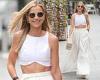 Vogue Williams manifests her incredible midriff in a glam white ensemble as she ...