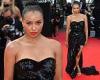 Kat Graham puts on leggy display in a custom sequin gown at Cannes Film Festival