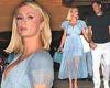 Paris Hilton flaunts cleavage in sheer blue dress for date with fiancé Carter ...