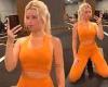 Lottie Moss  flaunts her taut abs in a bright orange workout coord at the gym ...