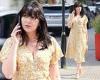 Daisy Lowe wears plunging yellow floral dress as she steps out to Roka ...