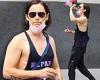 Jared Leto looks fit in a black tank top after working up a sweat at a gym in ...