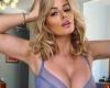 Rhian Sugden sets pulses racing as she shows off her ample curves in lavender ...
