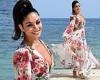 Vanessa Hudgens looks elegant in a plunging floral maxi dress at Filming Italy ...