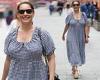 Kelly Brook puts on a summery display in flowing gingham dress as she leaves ...