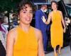 Camila Cabello makes a splash in bright orange dress as she swings by Jimmy ...