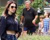 Hilaria Baldwin shows off her trim midsection in a crop top
