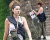 Eliza Doolittle keeps it casual in a grey leotard and khaki joggers as she ...