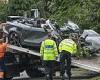 Two people are killed after Audi convertible crashed into hedge following ...