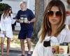 Hilaria Baldwin wears a semi-sheer cover-up as she and Alec stop for coffee in ...