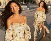 Michelle Keegan sizzles in the Majorcan sun wearing a puff-sleeved floral dress