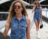 Diana Vickers cuts a stylish figure in a denim playsuit and white boots amid ...