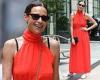 Minnie Driver looks effortlessly stylish in a halter neck maxi dress