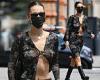 Bella Hadid flashes more than just midriff as she goes braless in a mesh set ...