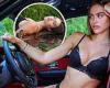 Amelia Hamlin sets pulses racing as she goes for a drive in just her underwear
