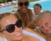 Billie Faiers relaxes in a baby blue swimsuit as she shows off sun-soaked ...