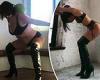 Celeste Barber dons racy lingerie and thigh-high boots to show off her ball ...