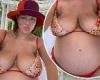 Pregnant Ashley Graham showcases growing baby bump in a red bikini on Jamaican ...