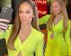Jennifer Lopez rocks a figure-hugging neon dress with midriff peephole for new ...