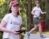 Me time! Chelsea Clinton looks deep in thought as she enjoys a jog through the ...