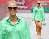 Vogue Williams puts on a VERY leggy display in a short pastel shirt which HIDES ...