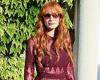 Jessica Chastain exudes 70s chic in a semi-sheer berry jumpsuit