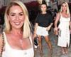 Claire Sweeney puts on a busty display in a low-cut white dress at Waitress' ...